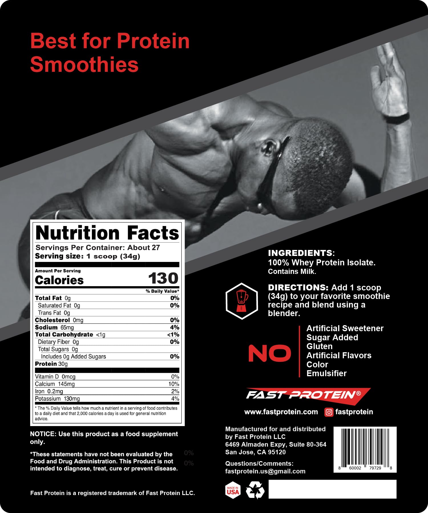 Whey isolate protein powder being added to a smoothie