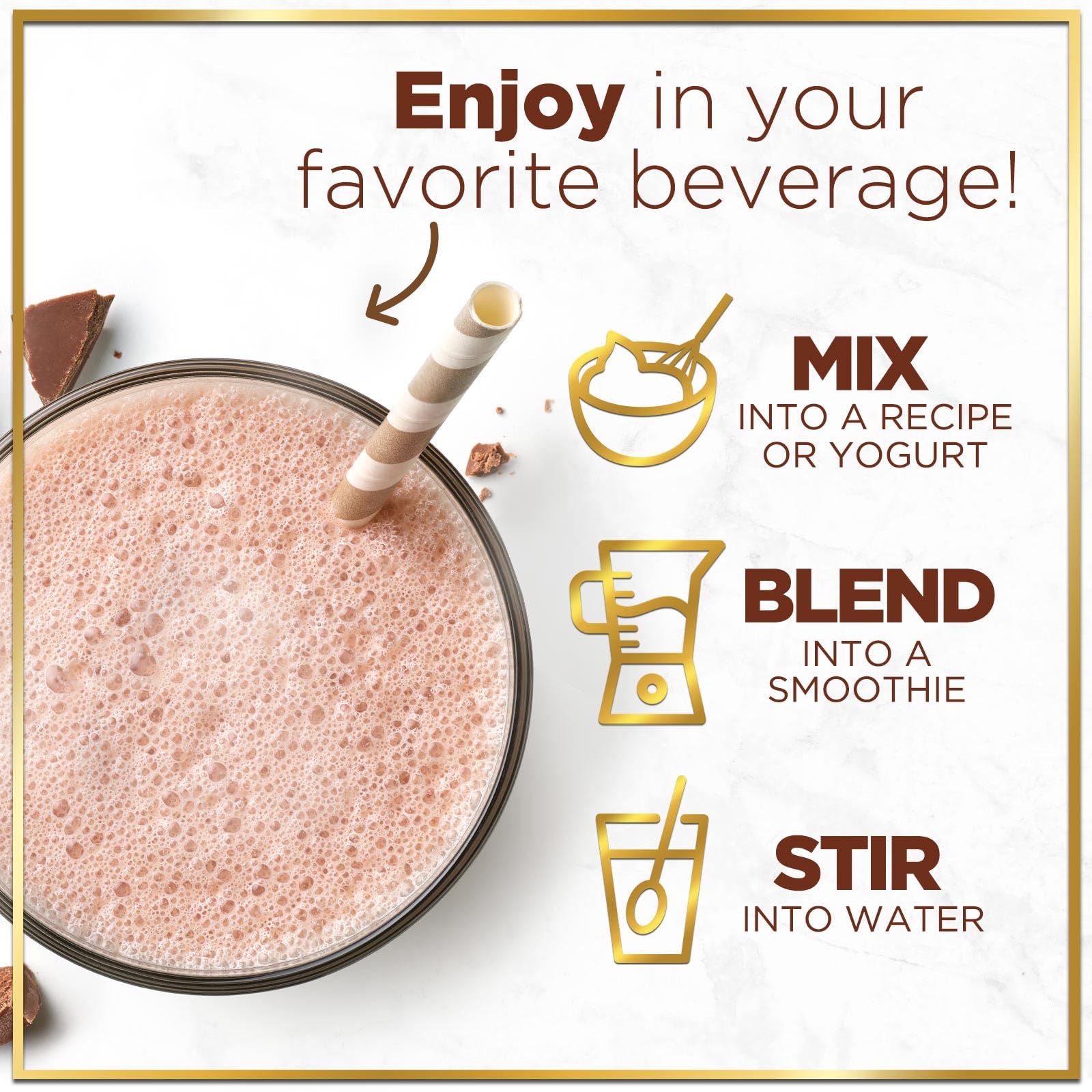 Ready-to-make chocolate whey protein shake