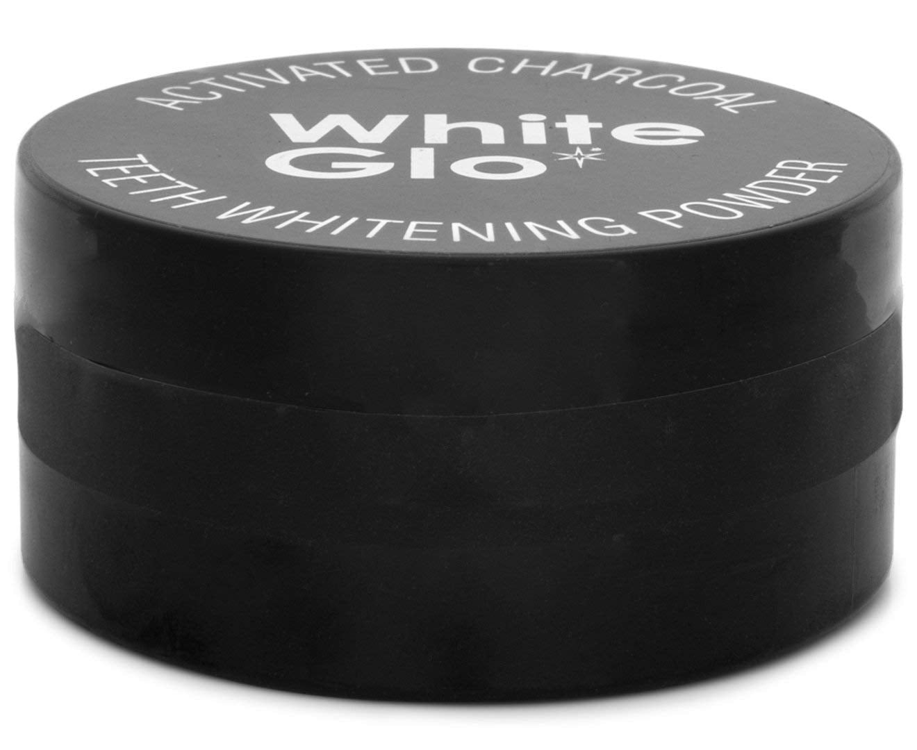 Brightened smile after using White Glo activated charcoal teeth whitening powder