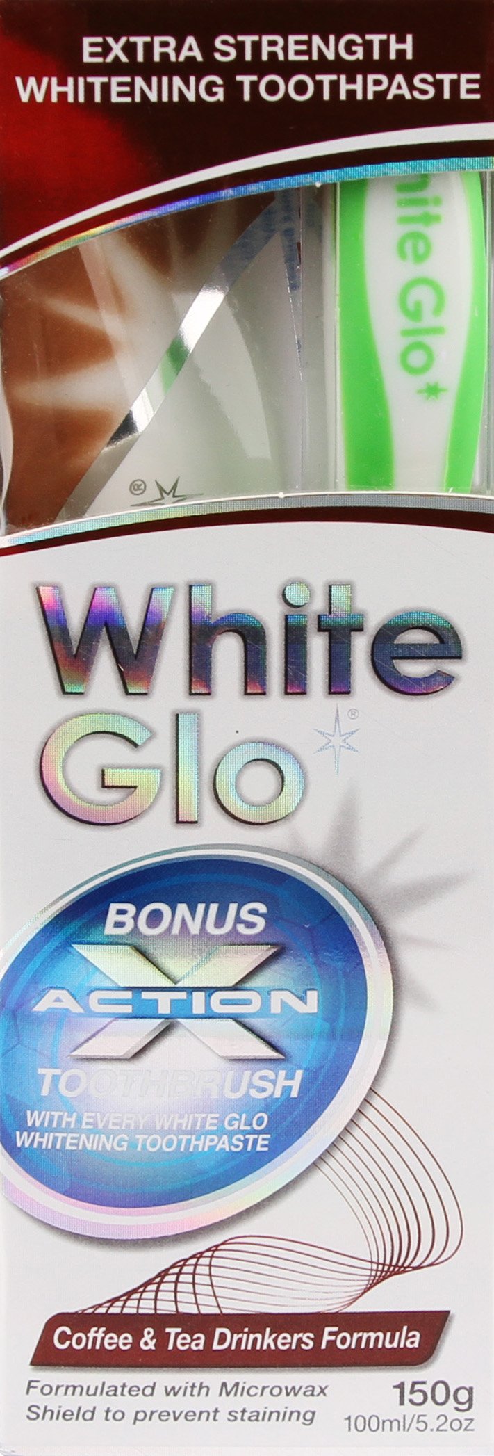Bonus X Action Toothbrush included with White Glo toothpaste