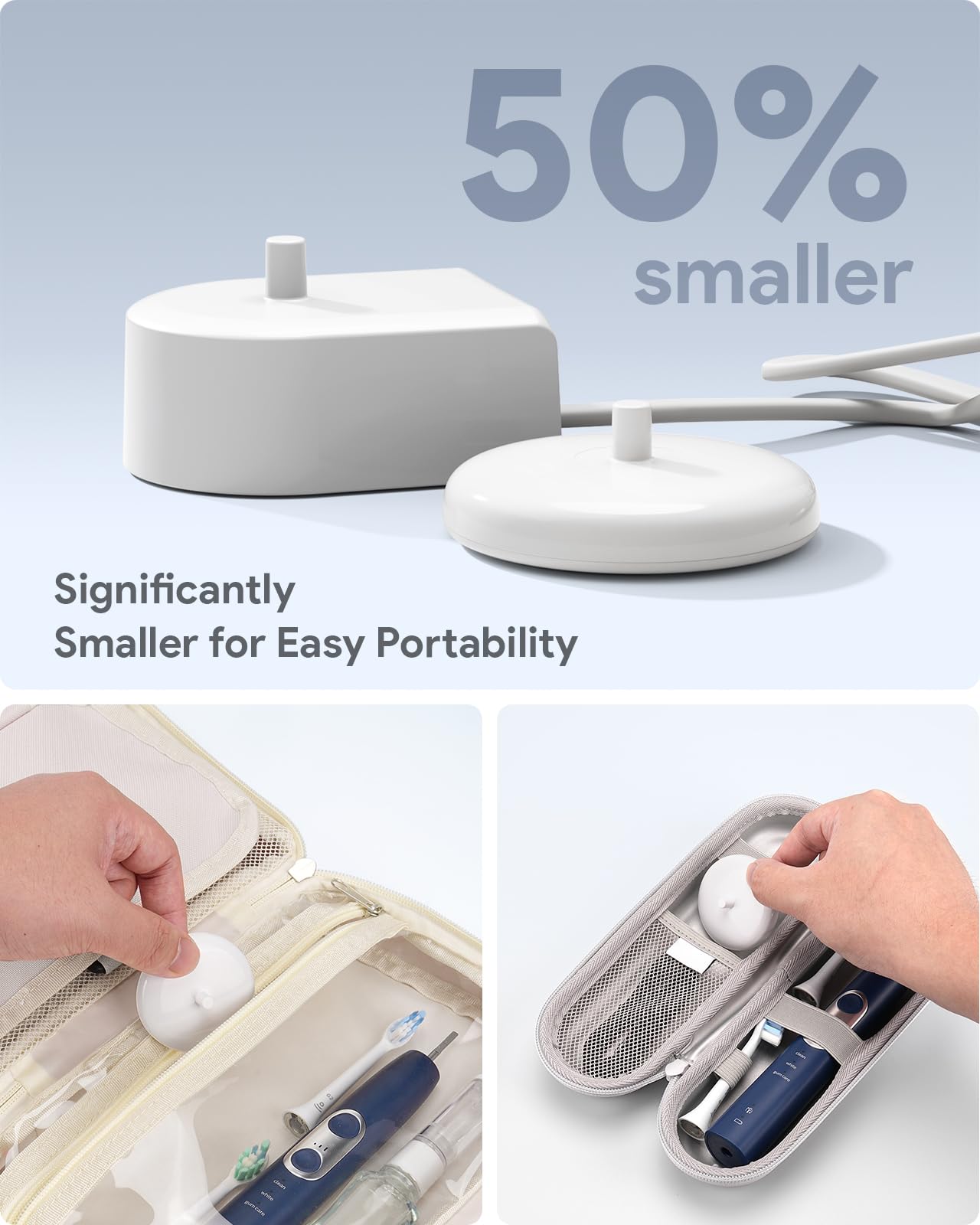 Close-up view of white inductive charging base