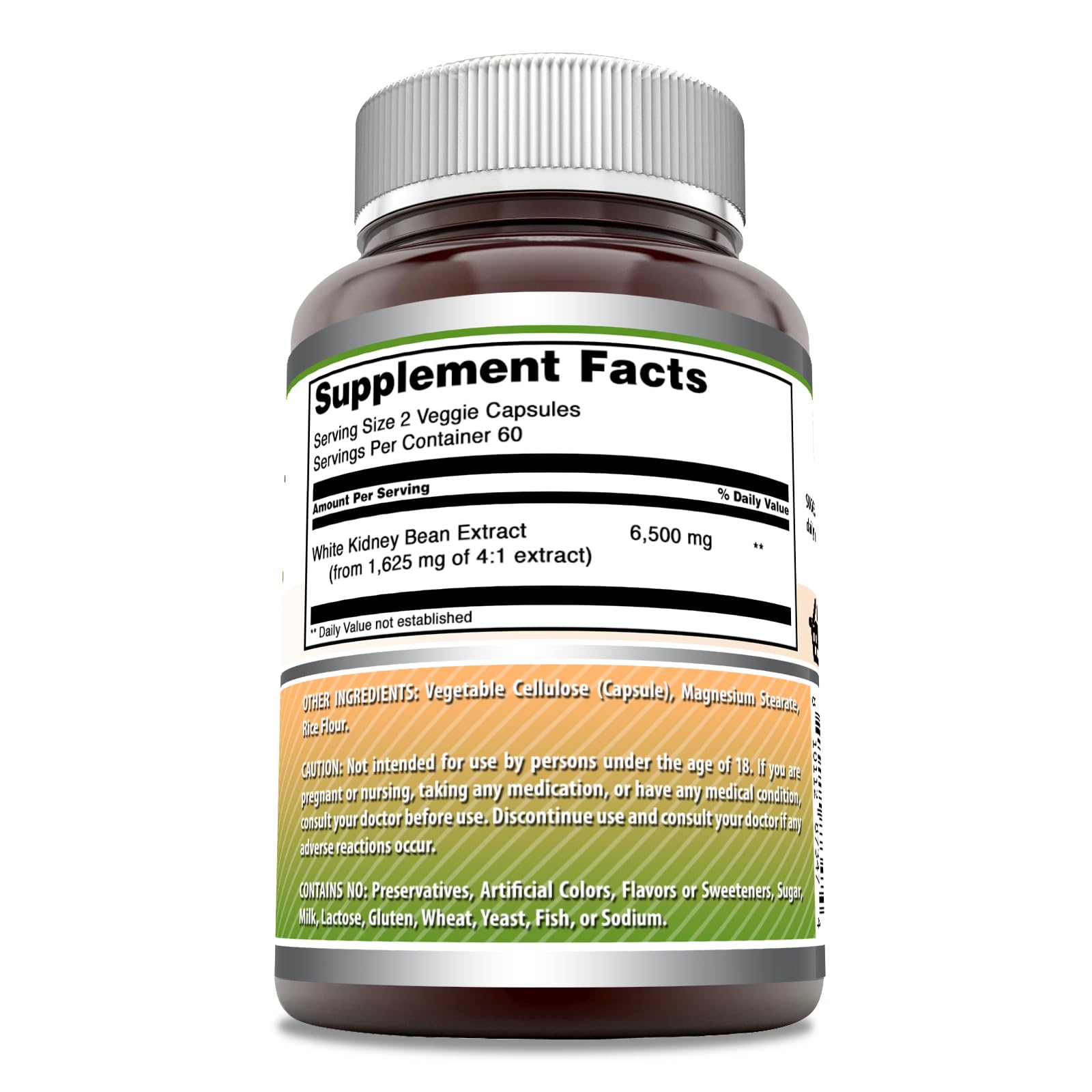 Close-up of two vegetarian capsules of White Kidney Bean Extract 6500mg