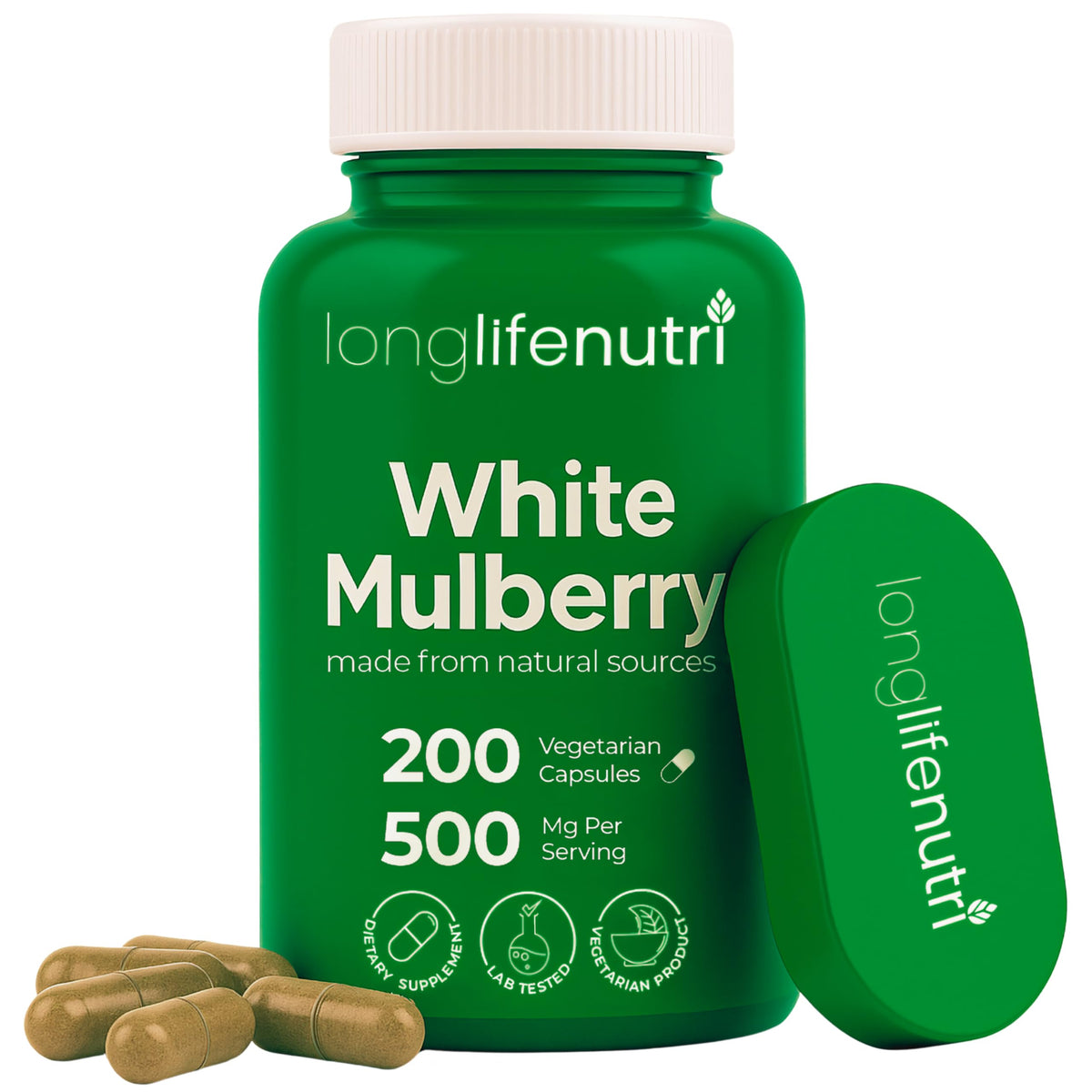 White Mulberry Leaf Extract 500mg bottle with label