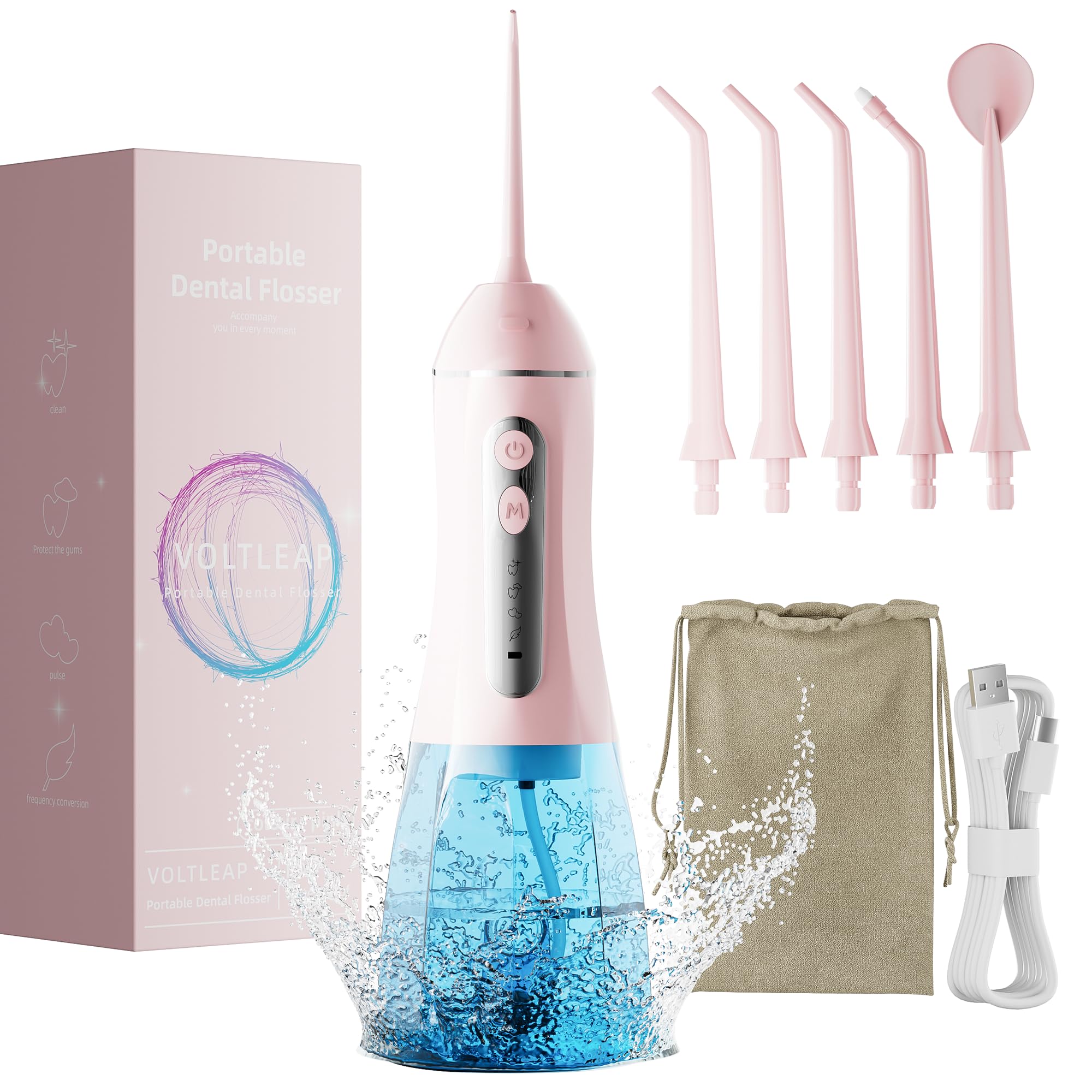 White and pink 2-pack water flossers - front view