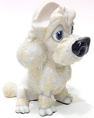 Side view of White Poodle eyeglass holder stand with glossy finish