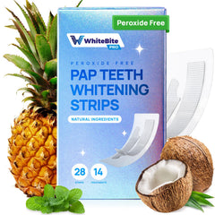 Whitebite Pro natural PAP teeth whitening strips box with 28 strips