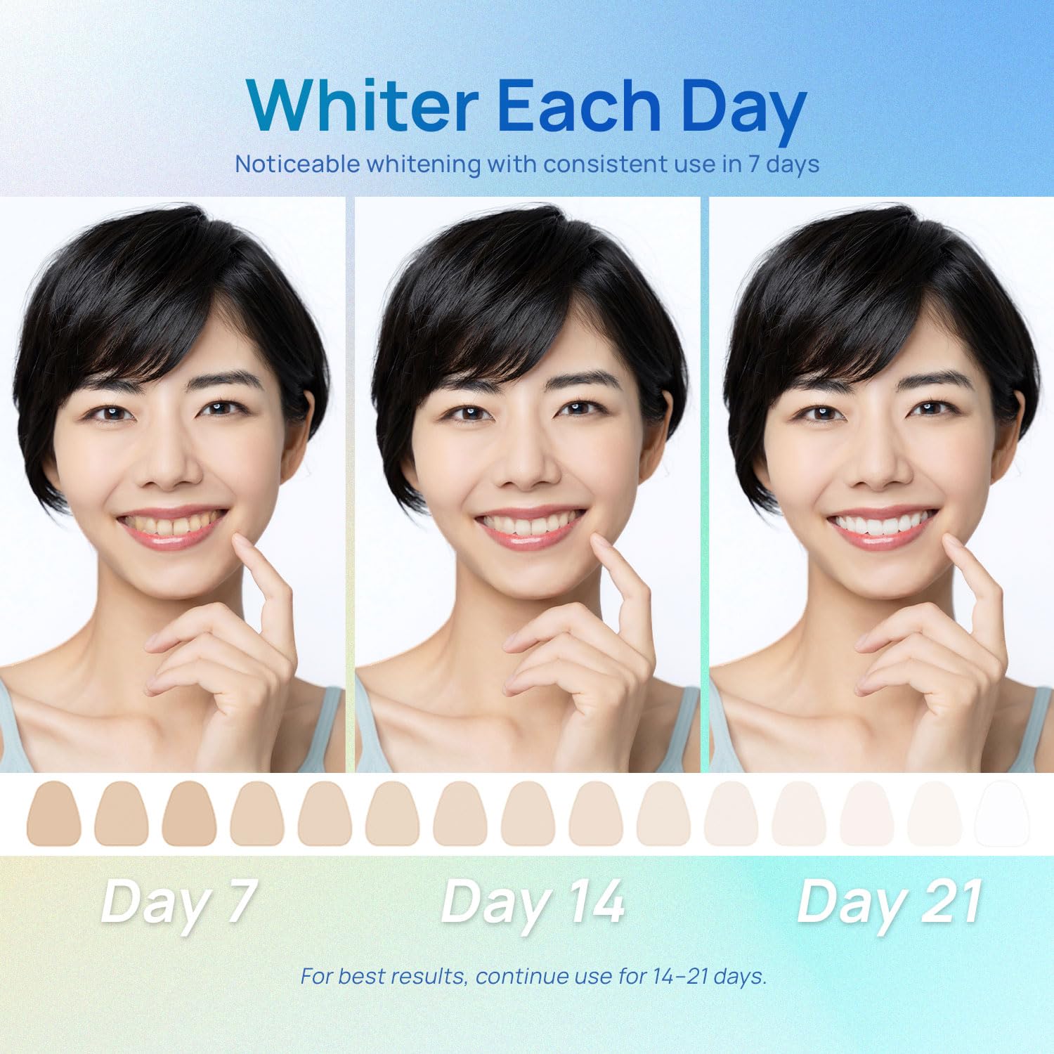 Curved non-slip whitening strips in place for even coverage