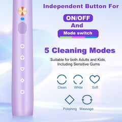 Whitening Electric Toothbrush with travel case and eight replacement brush heads