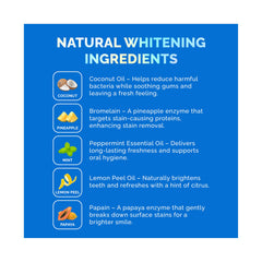 Graphic highlighting peroxide-free formula for sensitive gums