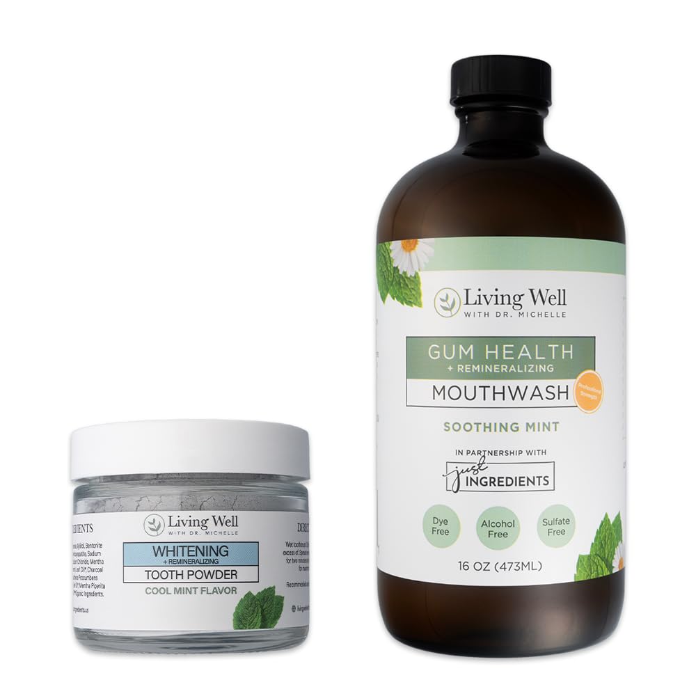 Whitening and remineralizing tooth powder with scoop