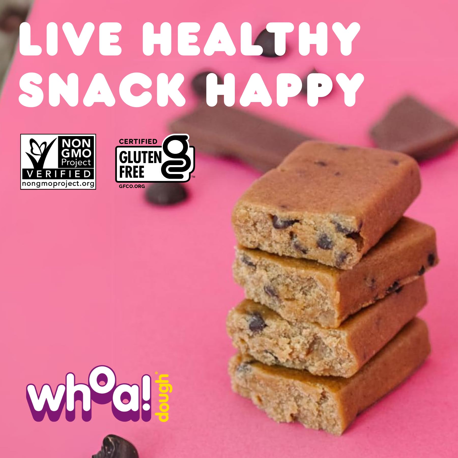 Whoa Dough peanut butter bar offers creamy richness in a convenient snack.