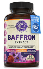 WHOLE WORLD WELLNESS saffron extract bottle shows mood and focus support potential