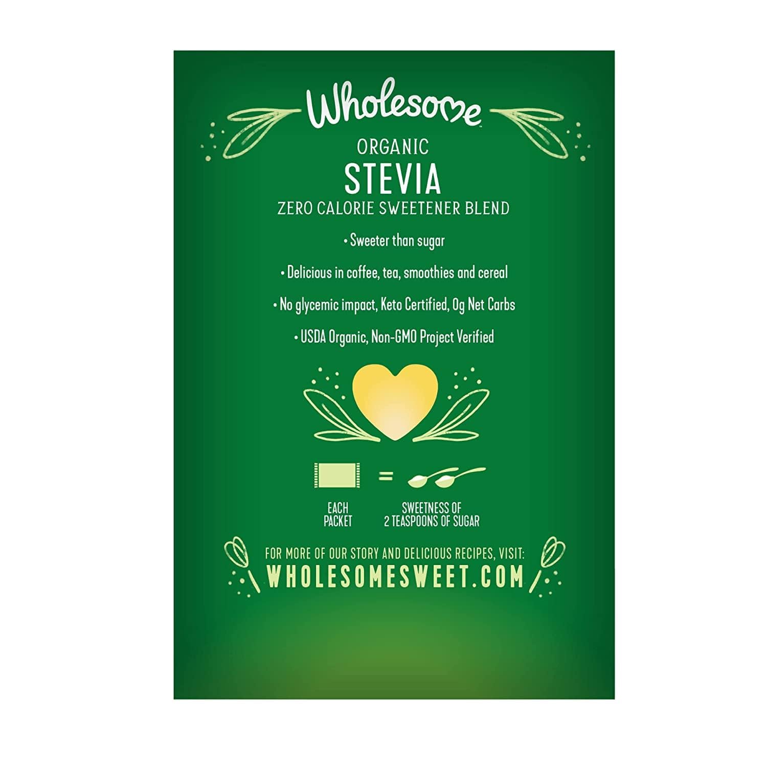 Wholesome! Organic Stevia 75-pack packaging close-up