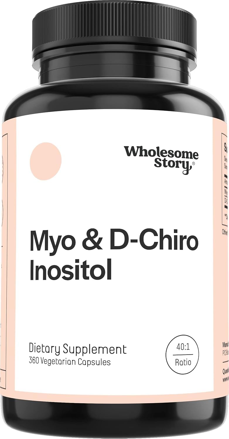Wholesome Story Myo-Inositol & D-Chiro-Inositol bottle label showing 90 servings