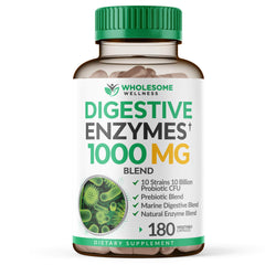 Wholesome Wellness Digestive Enzymes 1000mg bottle with 180 capsules