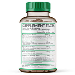 Close-up of enzyme capsules in bottle