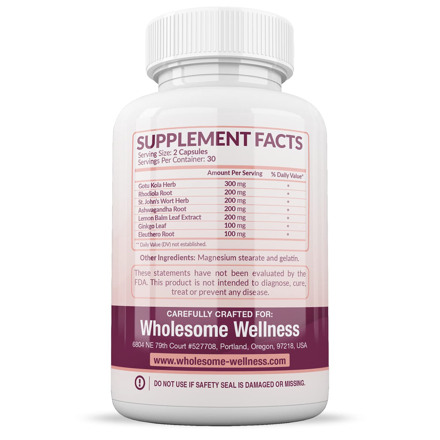 Close-up of 60 capsules in bottle