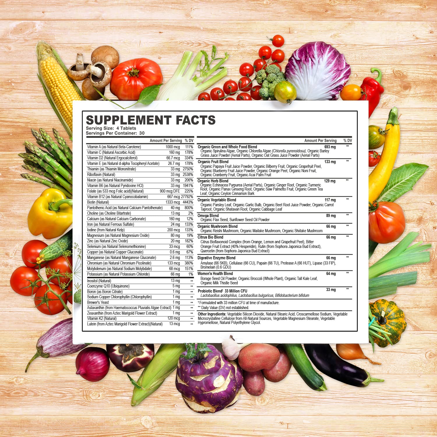 Assorted whole food ingredients and supplements