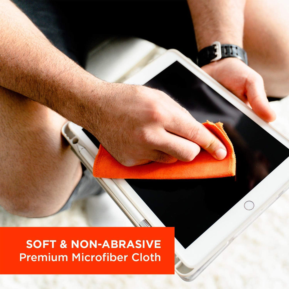 Laptop screen showing streak-free cleaning with Whoosh Screen Shine Go
