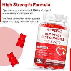 Whoyun Red Yeast Rice Gummies bottle against white background