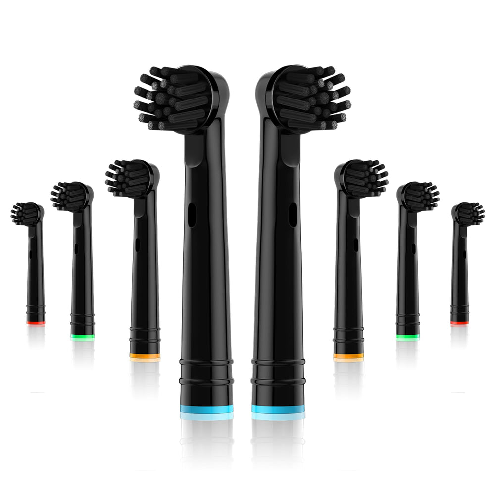 WHUPPSI bamboo charcoal toothbrush heads 8-pack in black