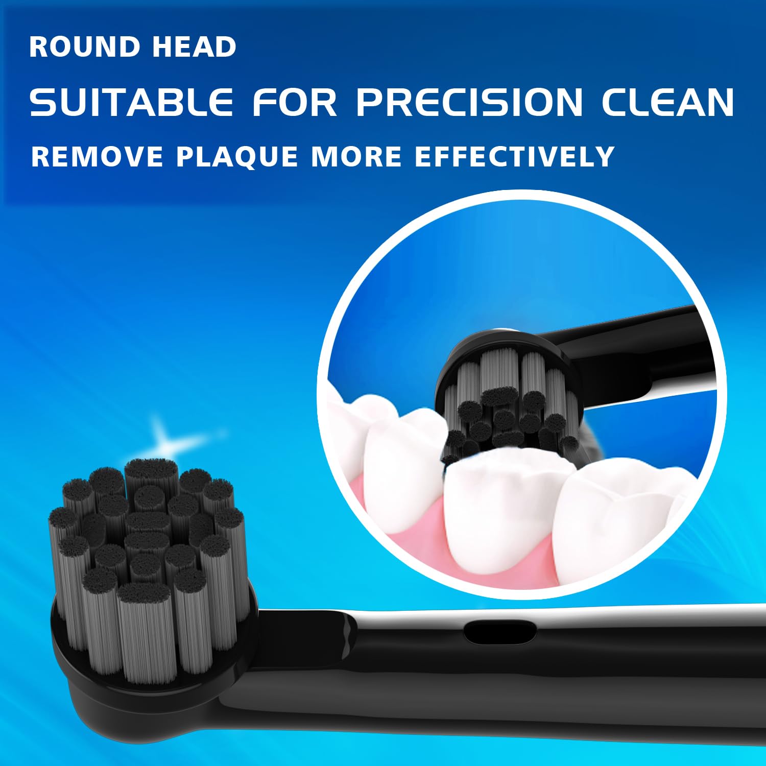 Precision clean brush head design for Oral-B compatibility