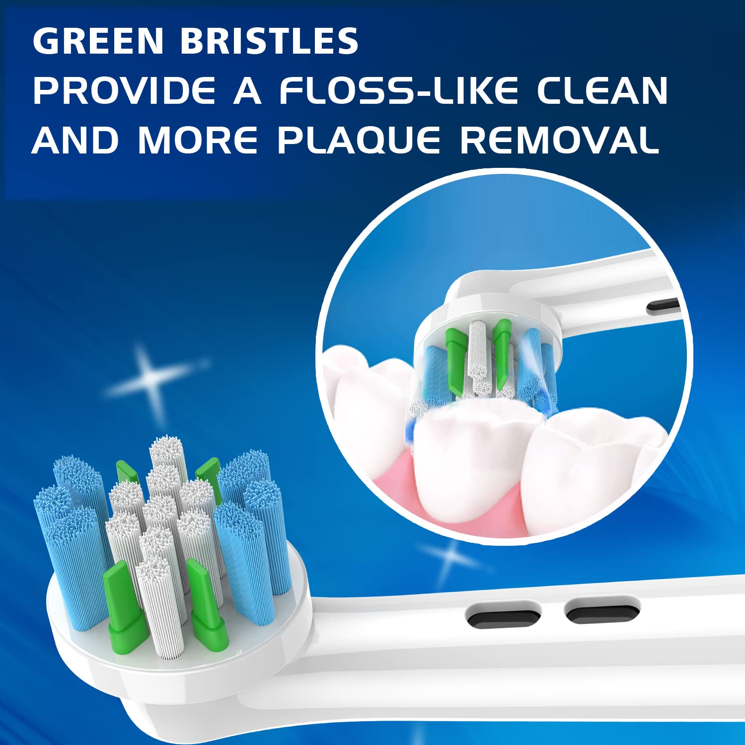 Whuppsi replacement toothbrush heads 8-pack – close-up bristles