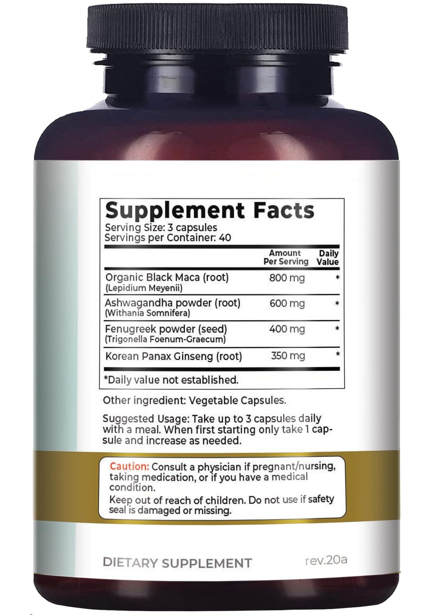 Packaging showing 120-count label