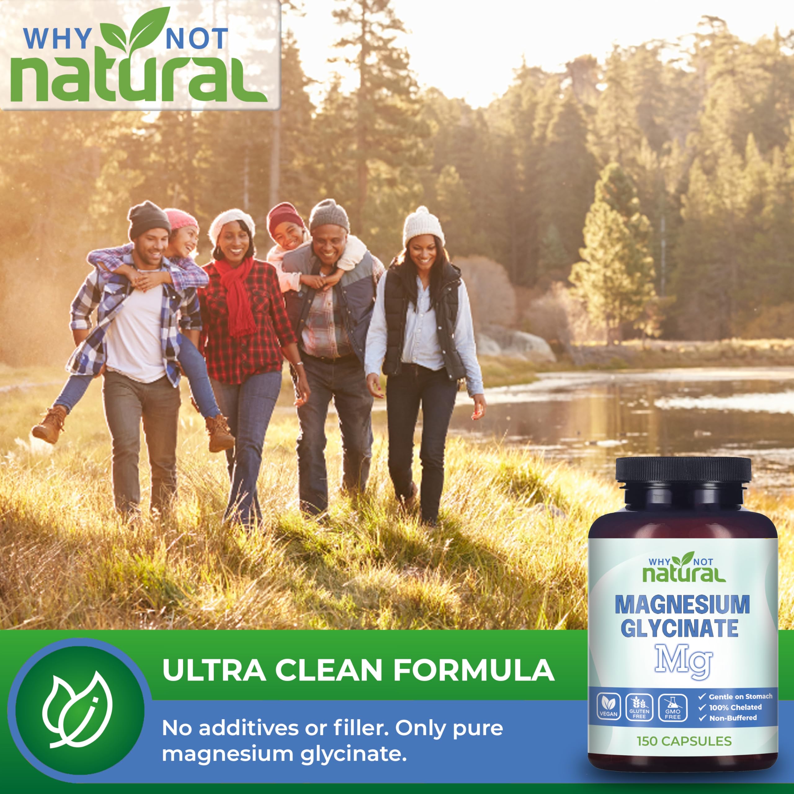 Magnesium glycinate capsules next to bottle