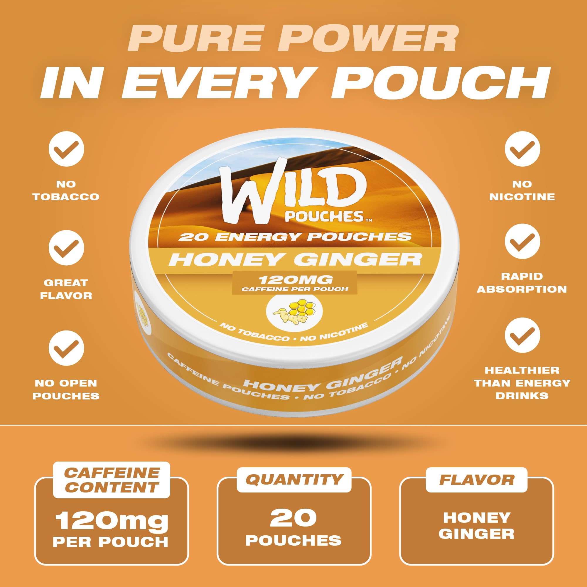 Side view of Wild caffeine pouches can