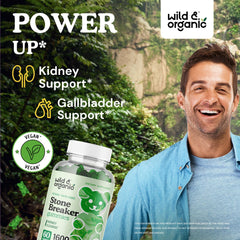 Wild & Organic Chanca Piedra gummies apple-flavor close-up highlighting tasty kidney support.