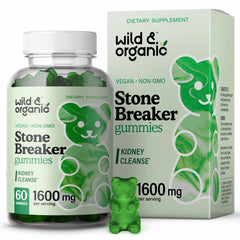 Wild & Organic Chanca Piedra gummies bottle-front showing kidney and gallbladder support.