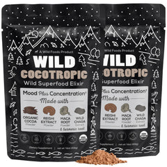 Front of Wild Cocotropic Organic Mushroom Cocoa Mix package