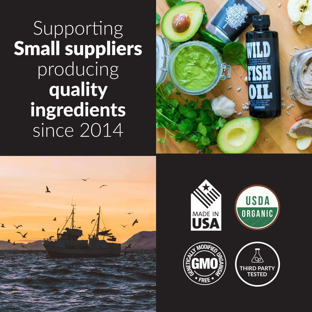 Icons indicating BPA-free, non-GMO, and gluten-free