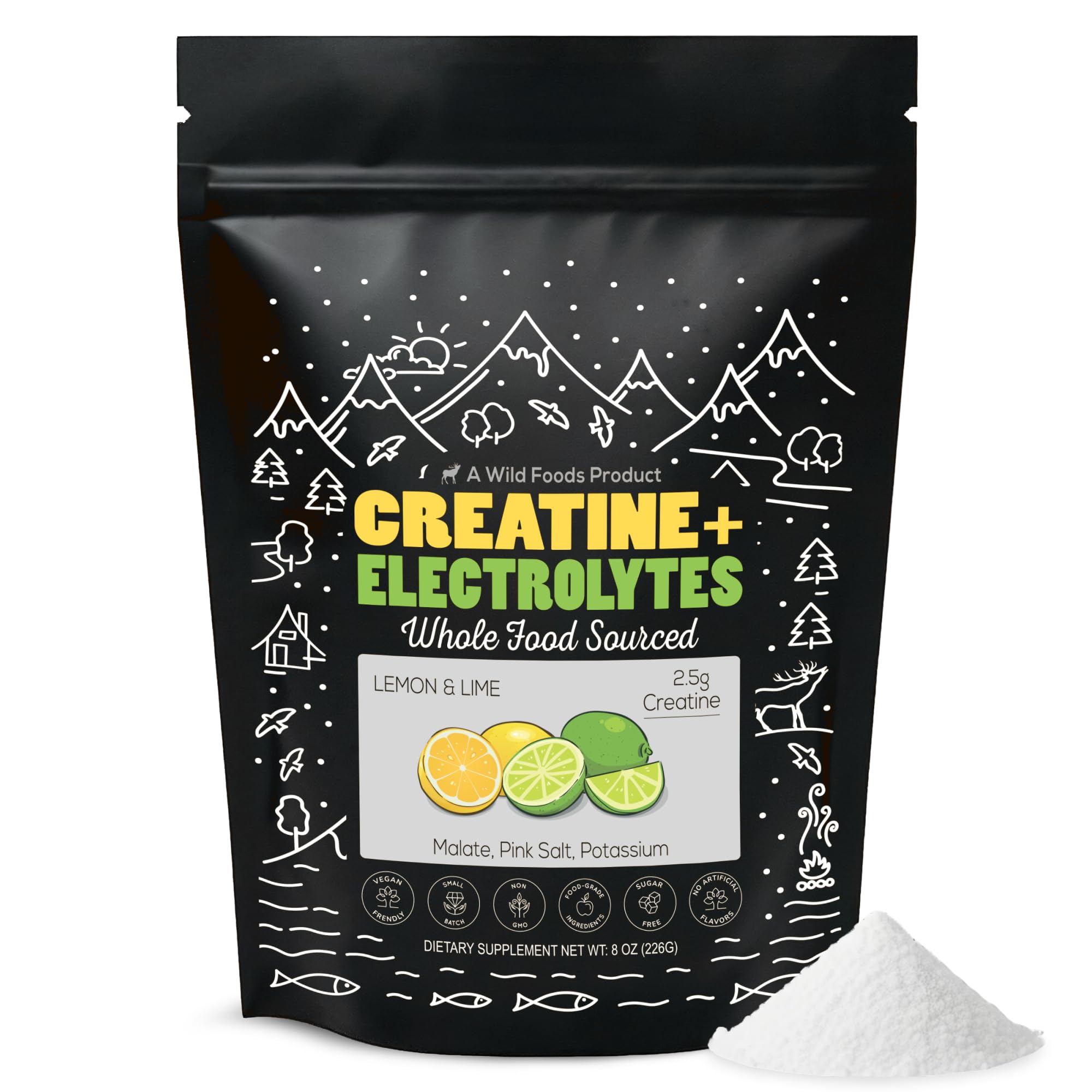 Front hero image of Wild Foods Creatine + Electrolytes Powder Lemon & Lime 8 oz