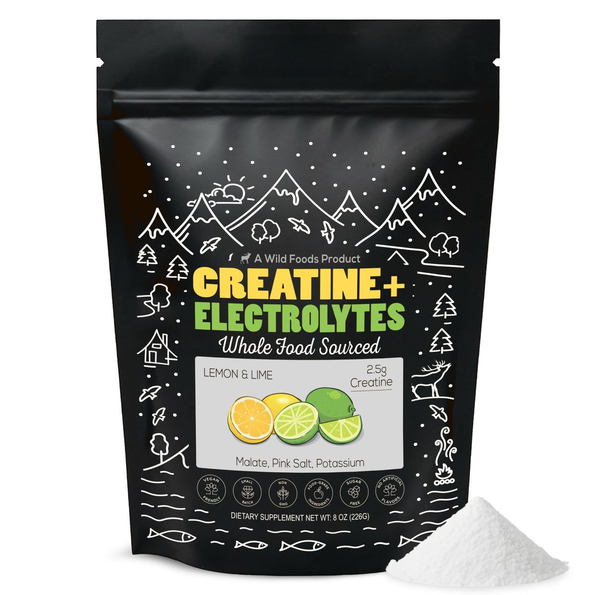 Front hero image of Wild Foods Creatine + Electrolytes Powder Lemon & Lime 8 oz