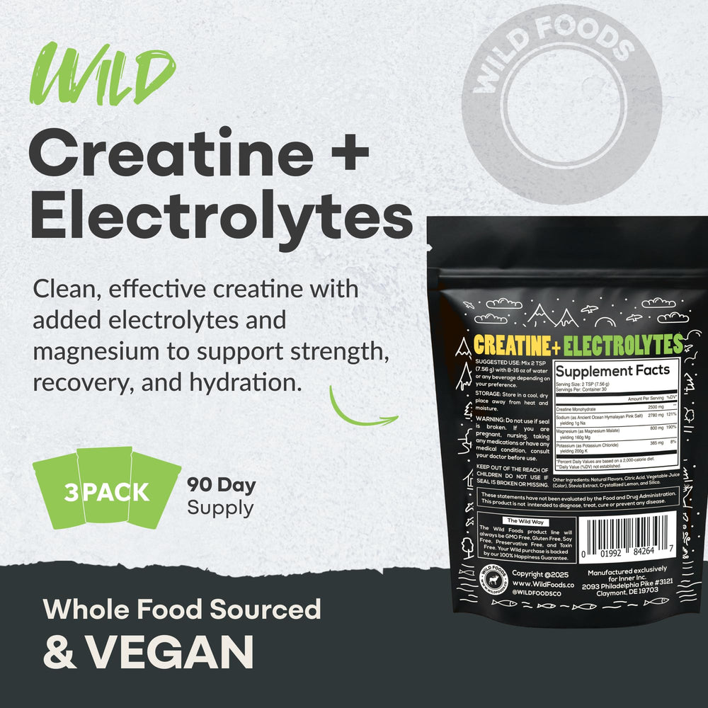 Serving scoop of Wild Foods Creatine + Electrolytes powder