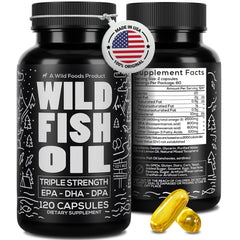 Bottle of Wild Foods Omega-3 Fish Oil Supplement - 120 capsules
