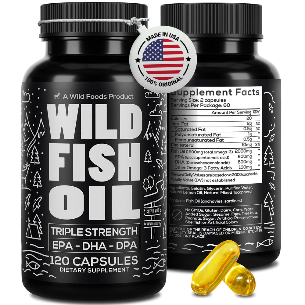 Wild Foods Omega-3 Fish Oil 120 capsules 2-pack front view