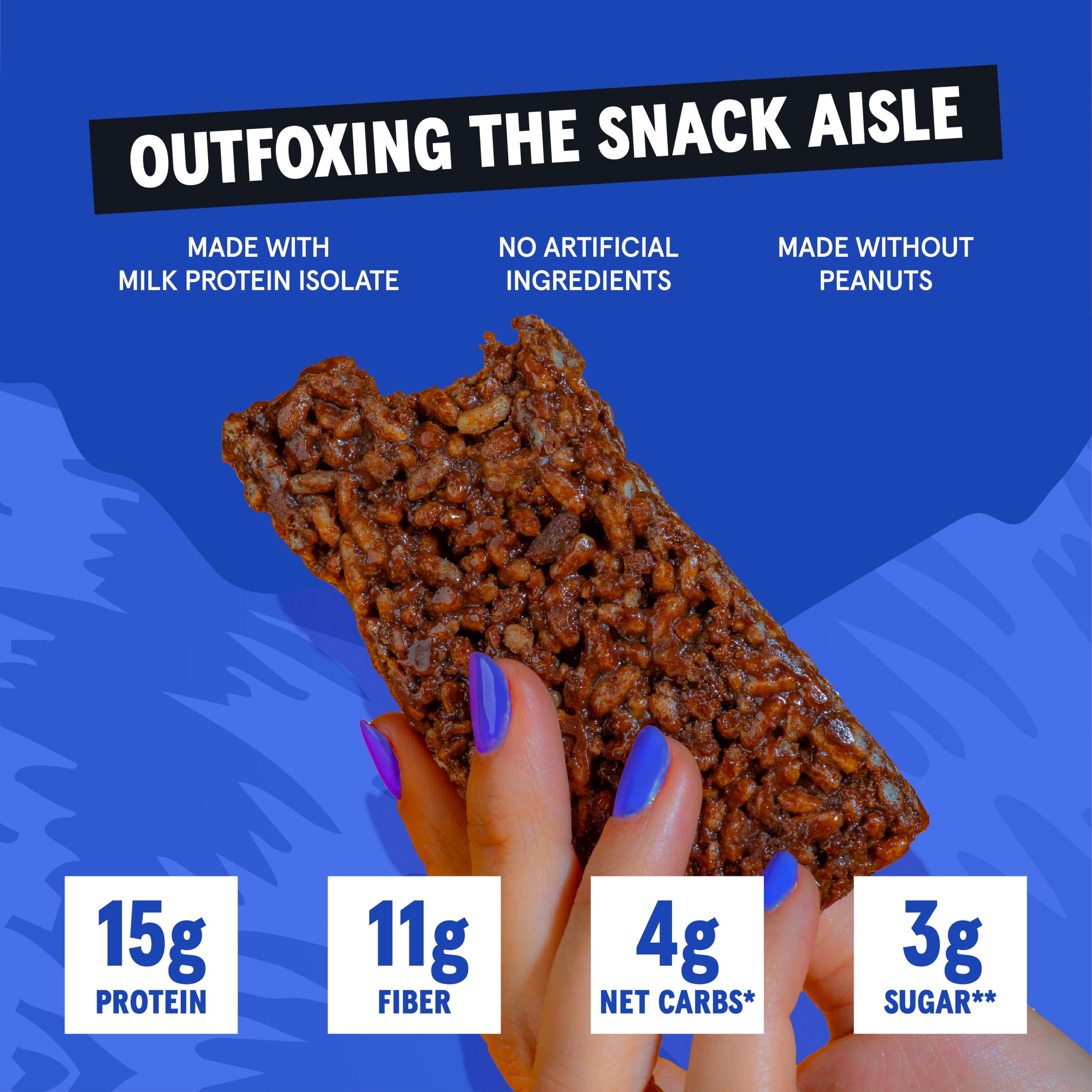 Wild Fox Protein Bars caramel sea salt bar reveals glossy caramel and chocolate notes.