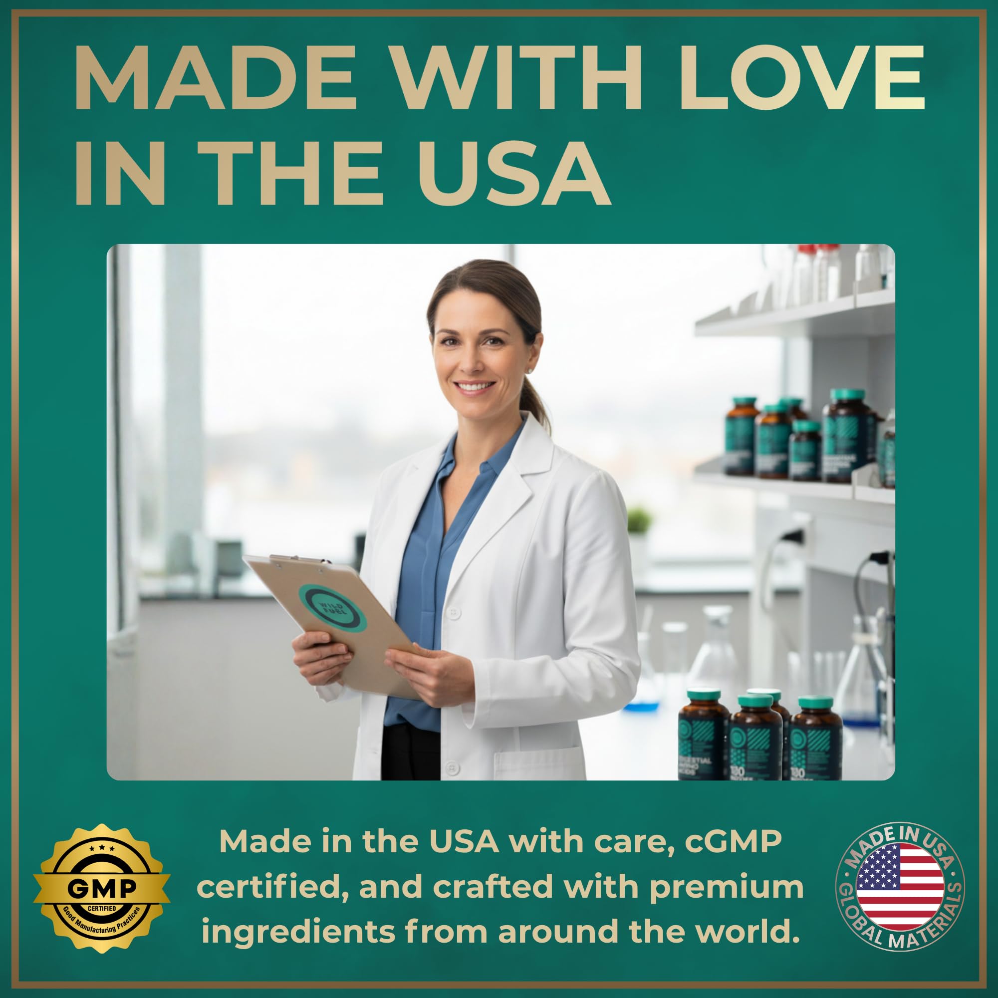 Wild Fuel capsules with water demonstrate simple daily dosage for balanced eating.