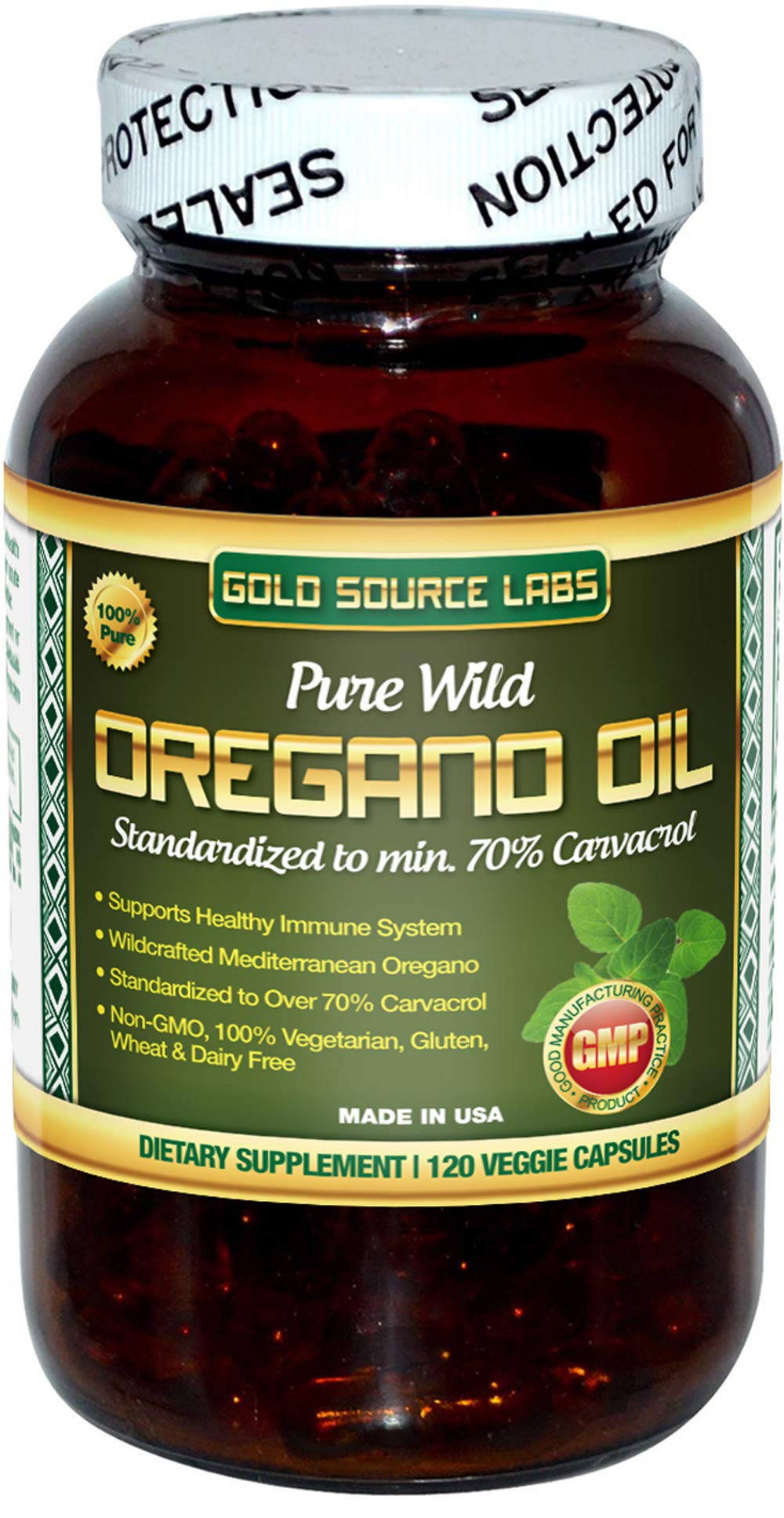 Wild oregano oil capsules in a bottle - 120 softgels