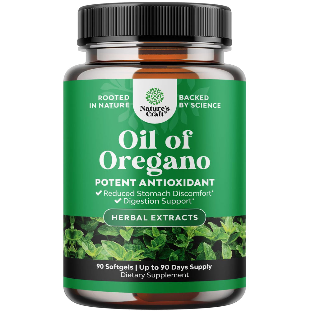 Bottle of Wild Oregano Oil Softgels with 70% Carvacrol label