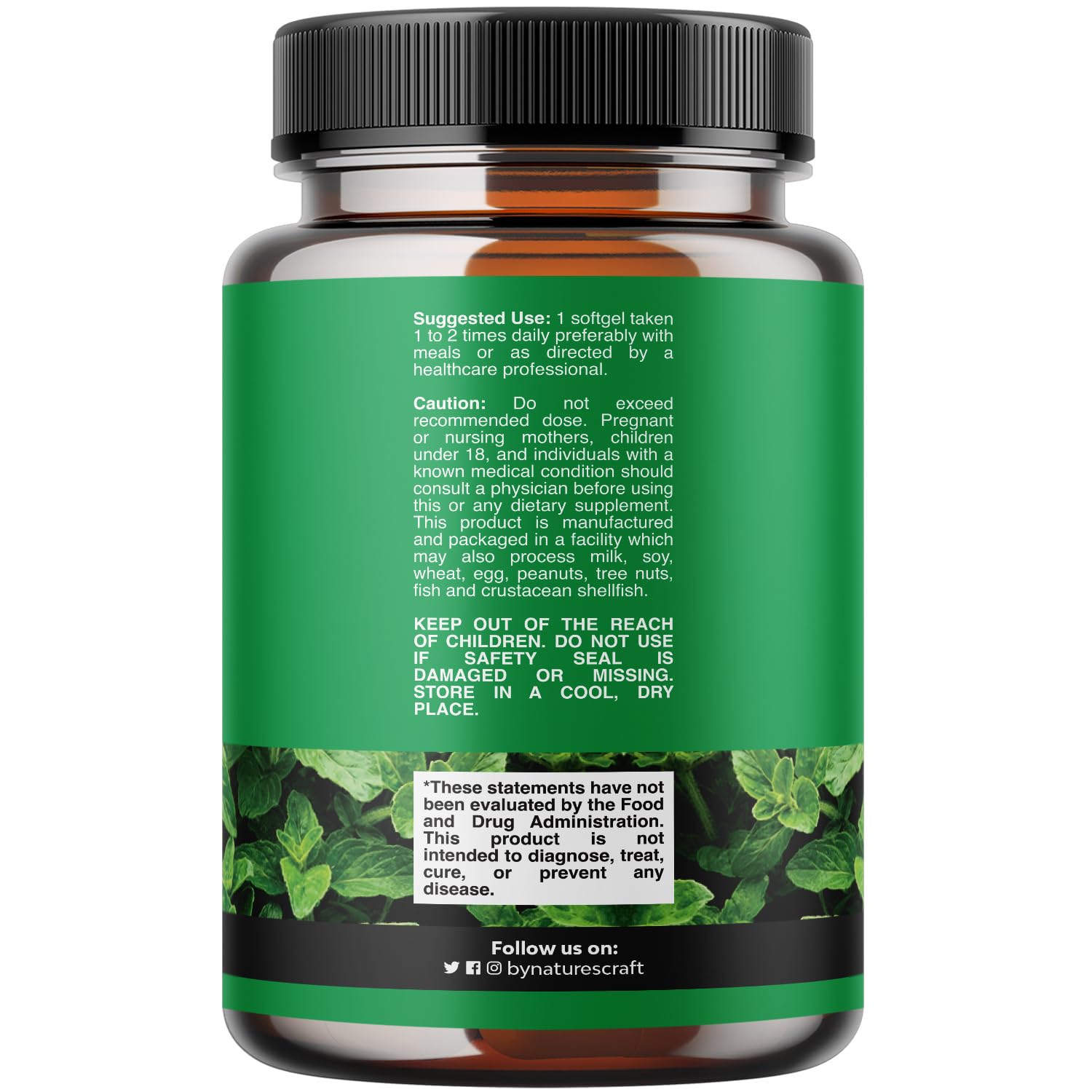 Close-up of oregano oil softgels in a bottle