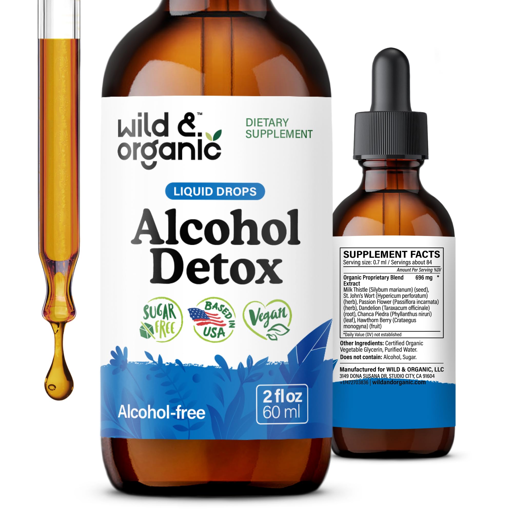 Wild & Organic Alcohol Detox Drops bottle and label