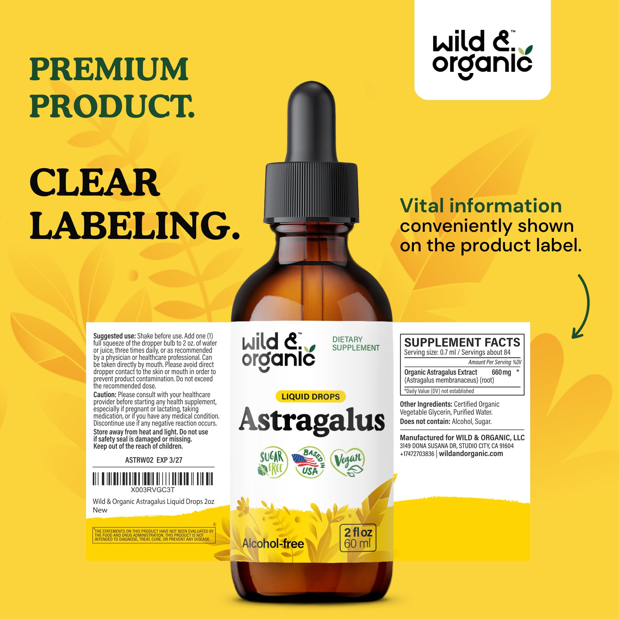 Lifestyle shot of astragalus tincture on a kitchen counter