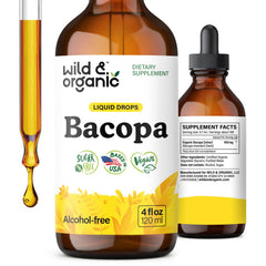 Bottle of Wild & Organic Bacopa Liquid Drops 4 oz