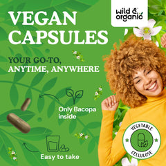 Vegan, non-GMO Bacopa Monnieri capsules with plant-based coating