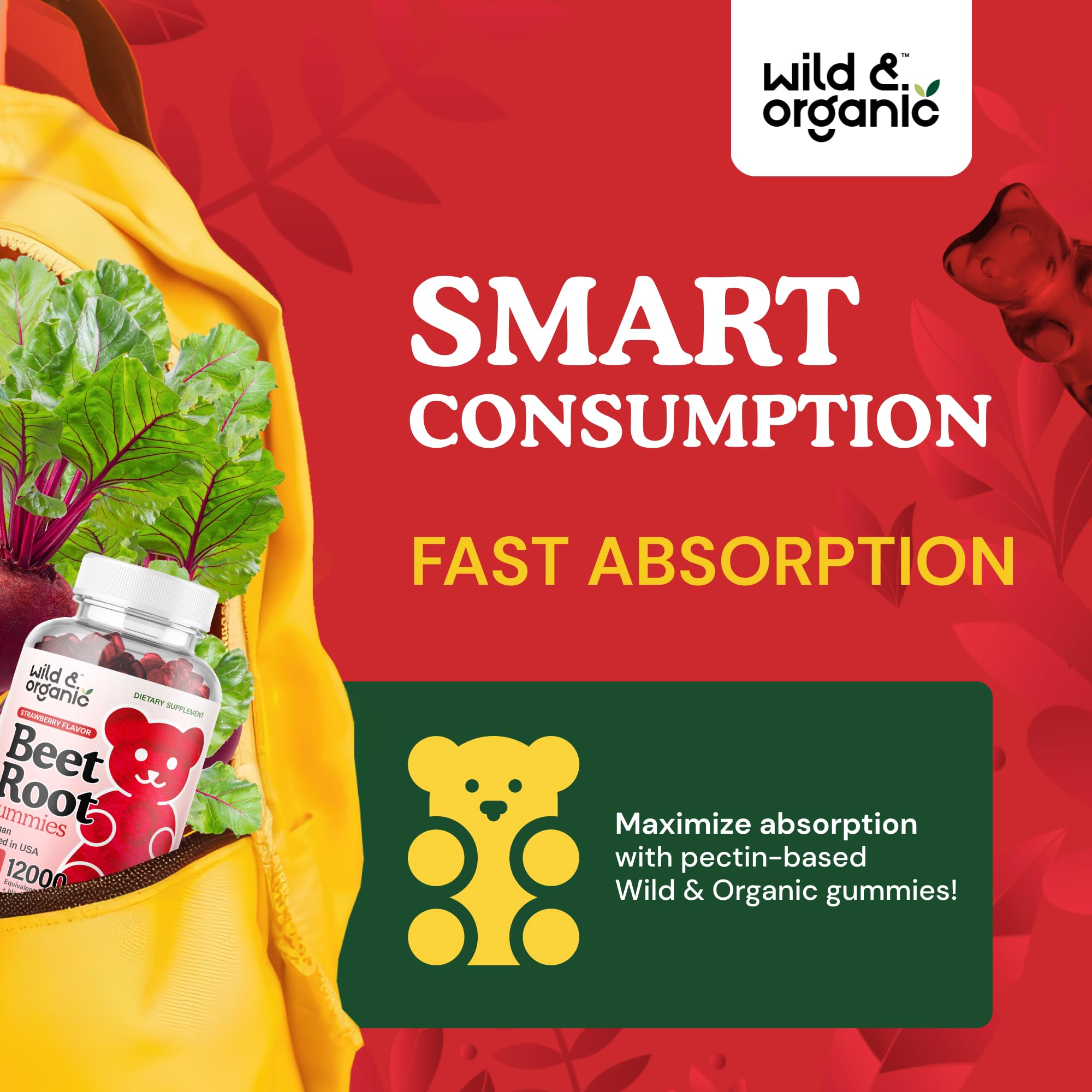 Bottle label highlighting vegan, GMO-free and no artificial colors