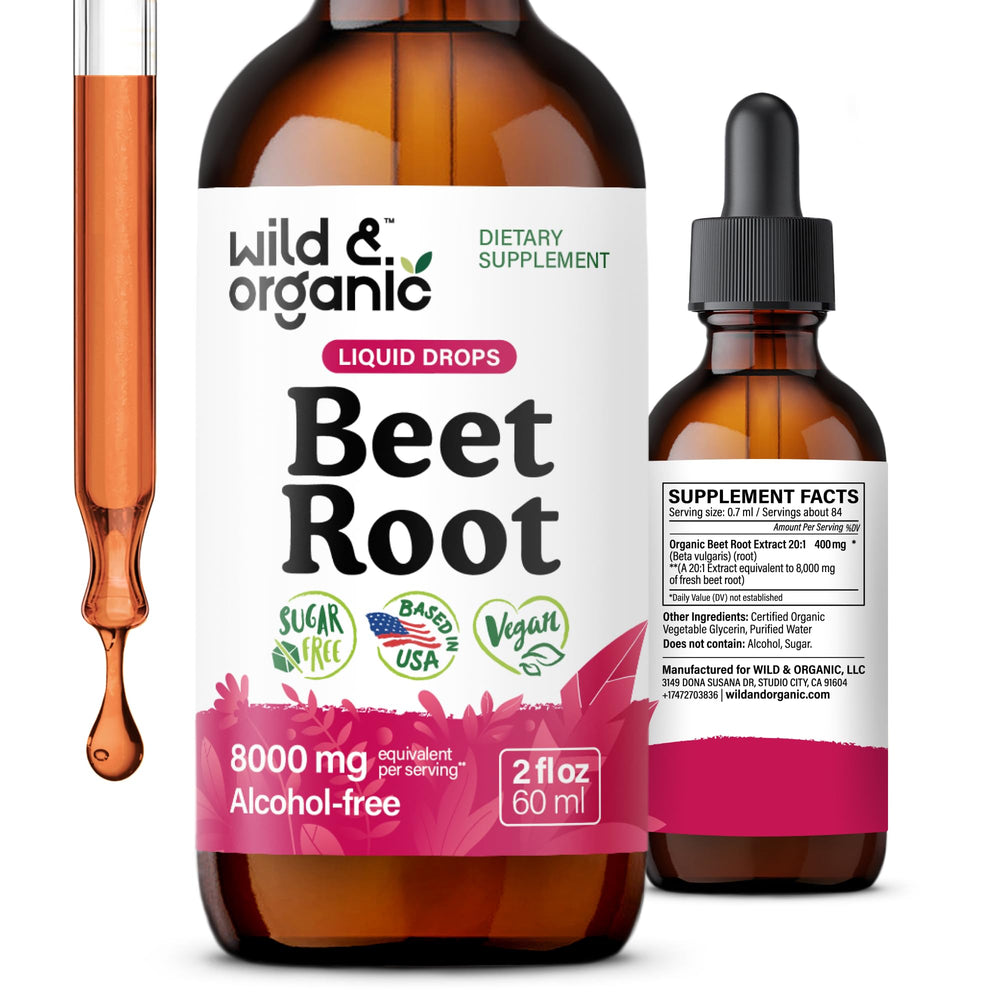 Front view of Wild & Organic Beet Root Tincture 2 oz bottle